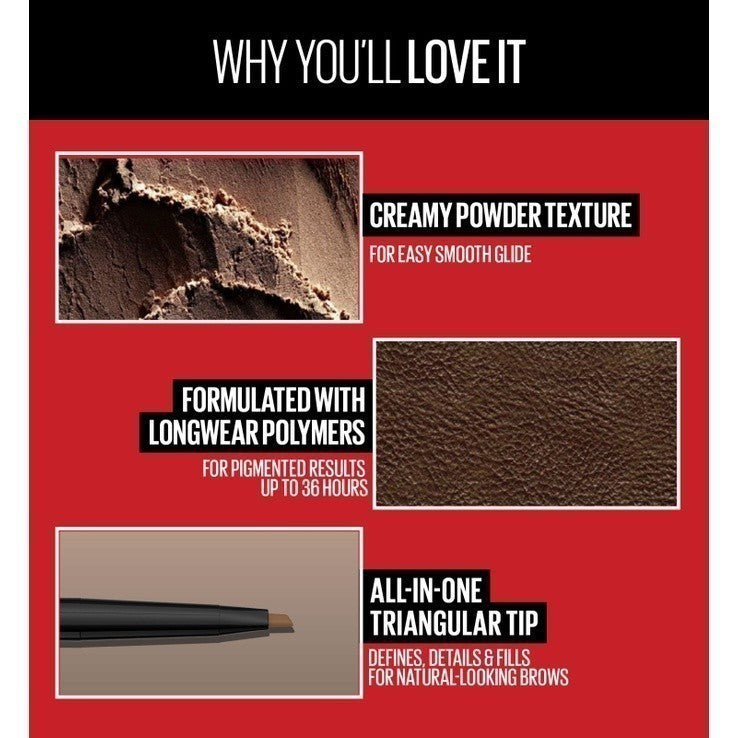 Maybelline Tattoo Brow 36HR Eyebrow Pencil - Long lasting, Waterproof, Smudgeproof, Eye Make Up