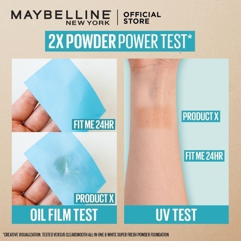 Maybelline Fit Me 24HR Powder Foundation - Long lasting, Waterproof, Poreless, SPF 44 PA+++