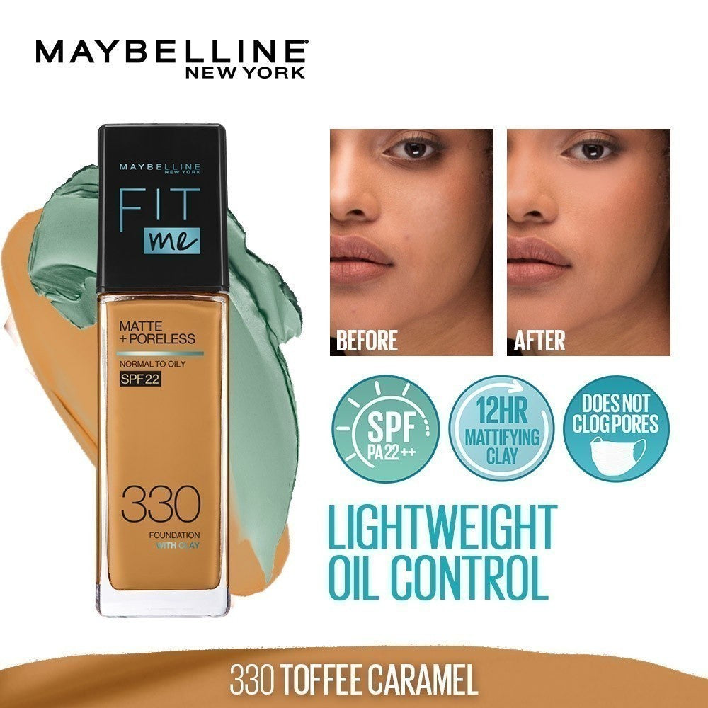 Maybelline Fit Me Foundation 16HR Long-Lasting, Oil Control, Natural Coverage, Matte, SPF22 PA+++