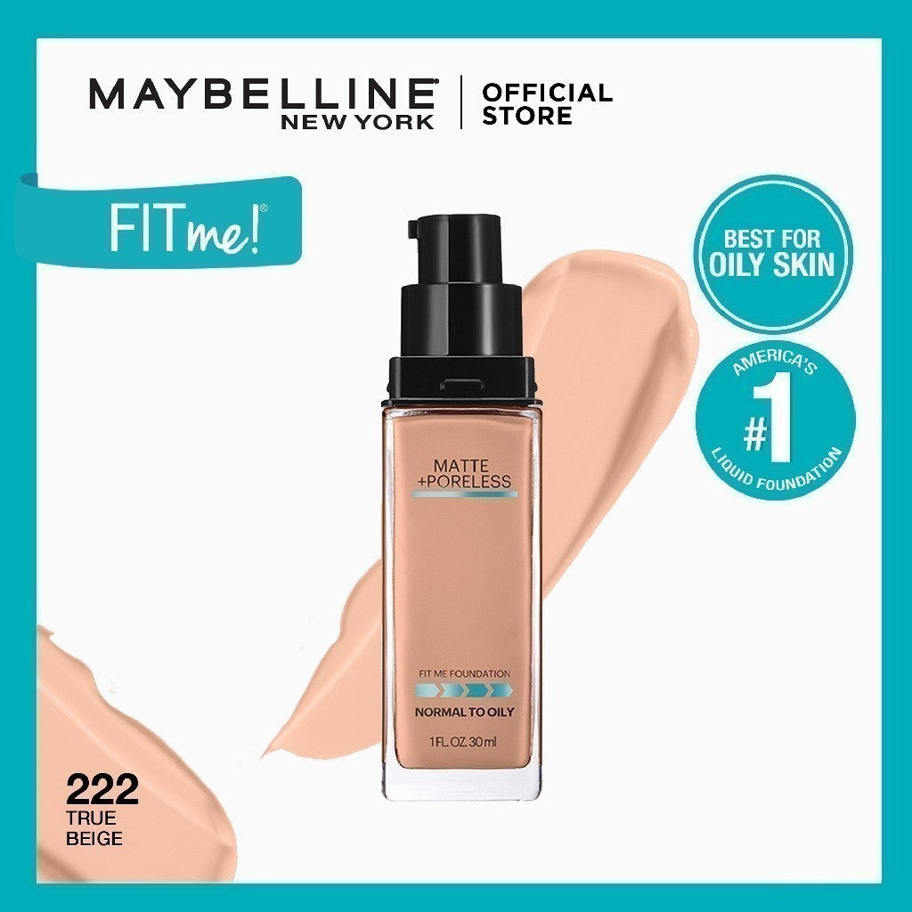 Maybelline Fit Me Foundation 16HR Long-Lasting, Oil Control, Natural Coverage, Matte, SPF22 PA+++