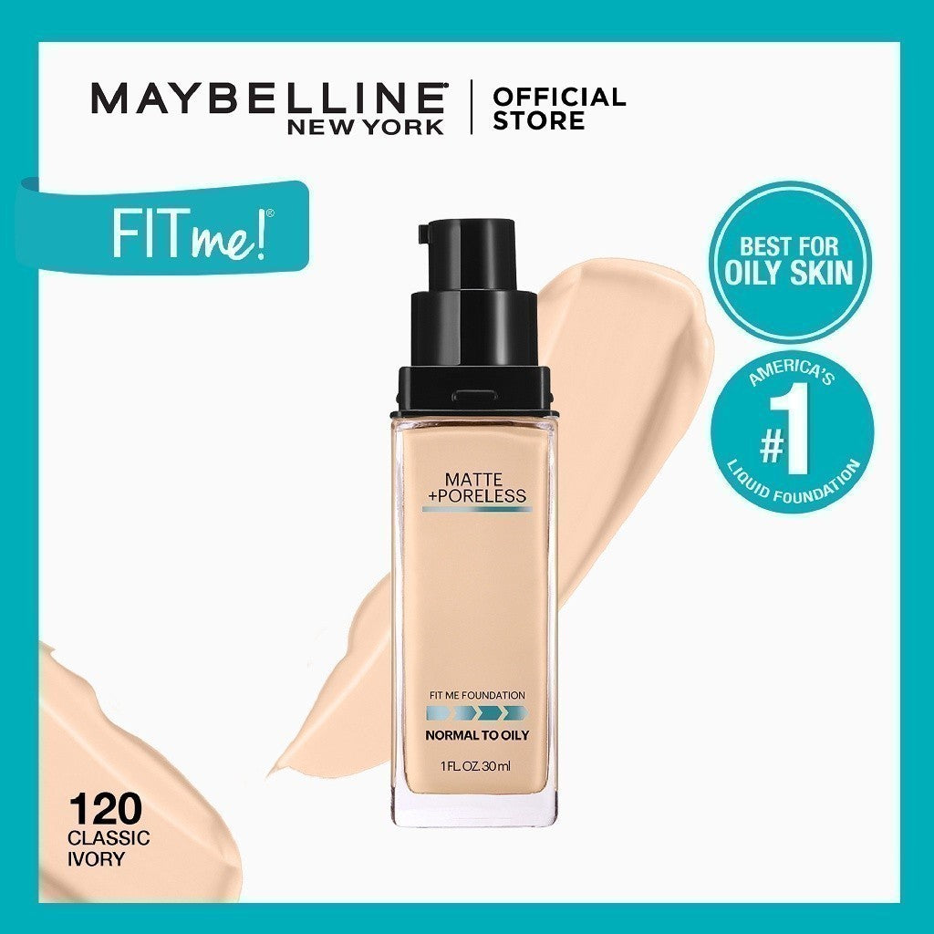 Maybelline Fit Me Foundation 16HR Long-Lasting, Oil Control, Natural Coverage, Matte, SPF22 PA+++