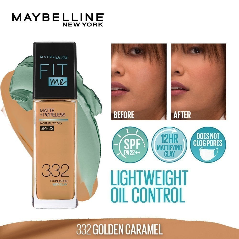 Maybelline Fit Me Foundation 16HR Long-Lasting, Oil Control, Natural Coverage, Matte, SPF22 PA+++