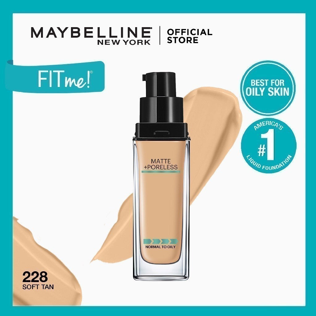 Maybelline Fit Me Foundation 16HR Long-Lasting, Oil Control, Natural Coverage, Matte, SPF22 PA+++