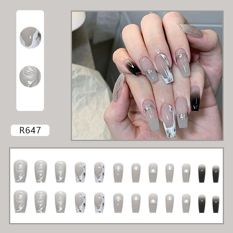 24pcs Removable Fake Nails Wear Paragraph Fashion Manicure Patch False Nail Full Cover Fake Nail