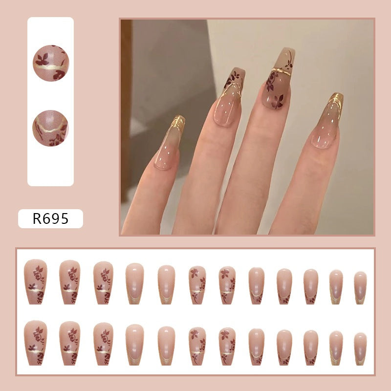 24pcs Removable Fake Nails Wear Paragraph Fashion Manicure Patch False Nail Full Cover Fake Nail