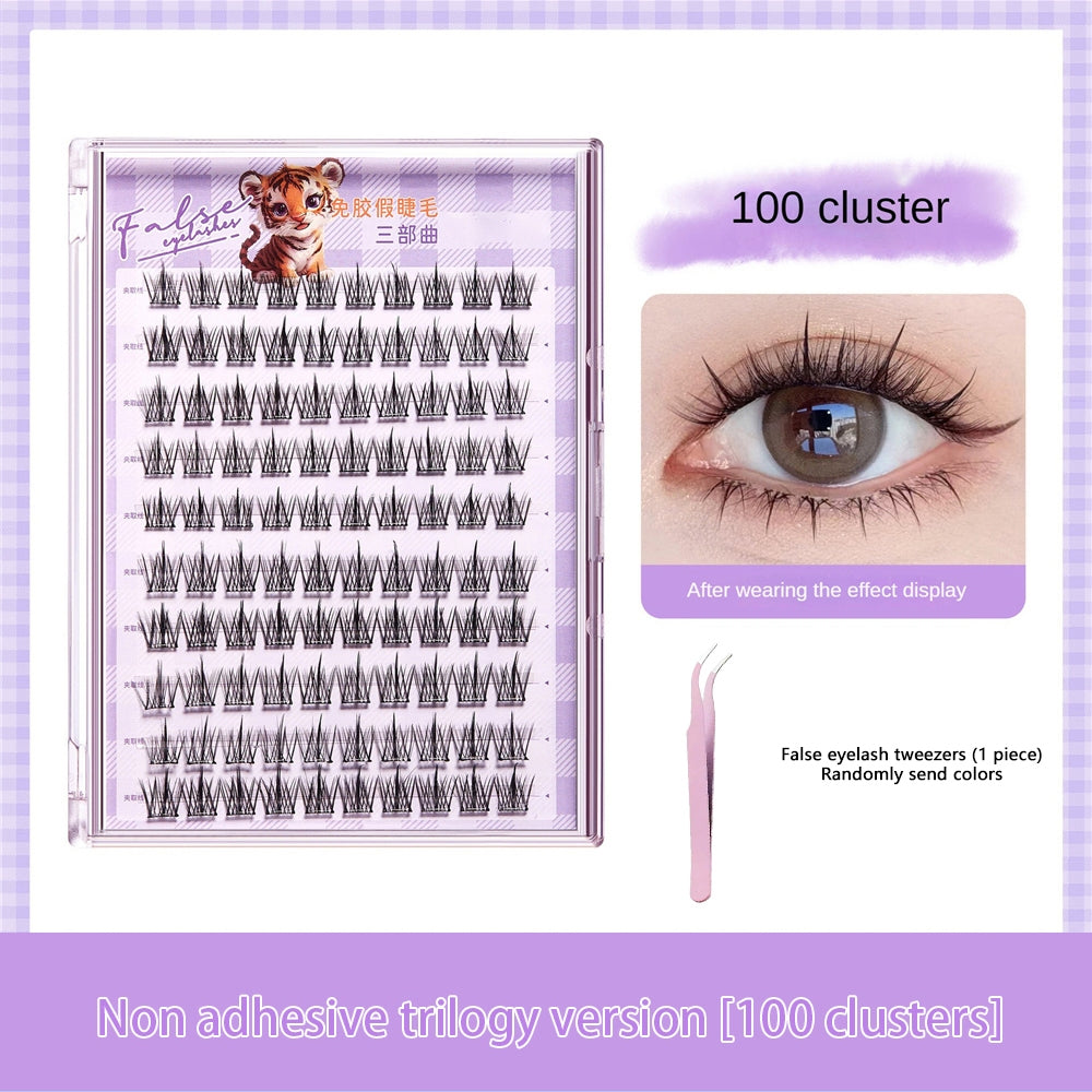 【Free Tweezer】Glue Free 60-120 Cluster False Eyelashes Reusable Self-Adhesive No Need Glue Lashes