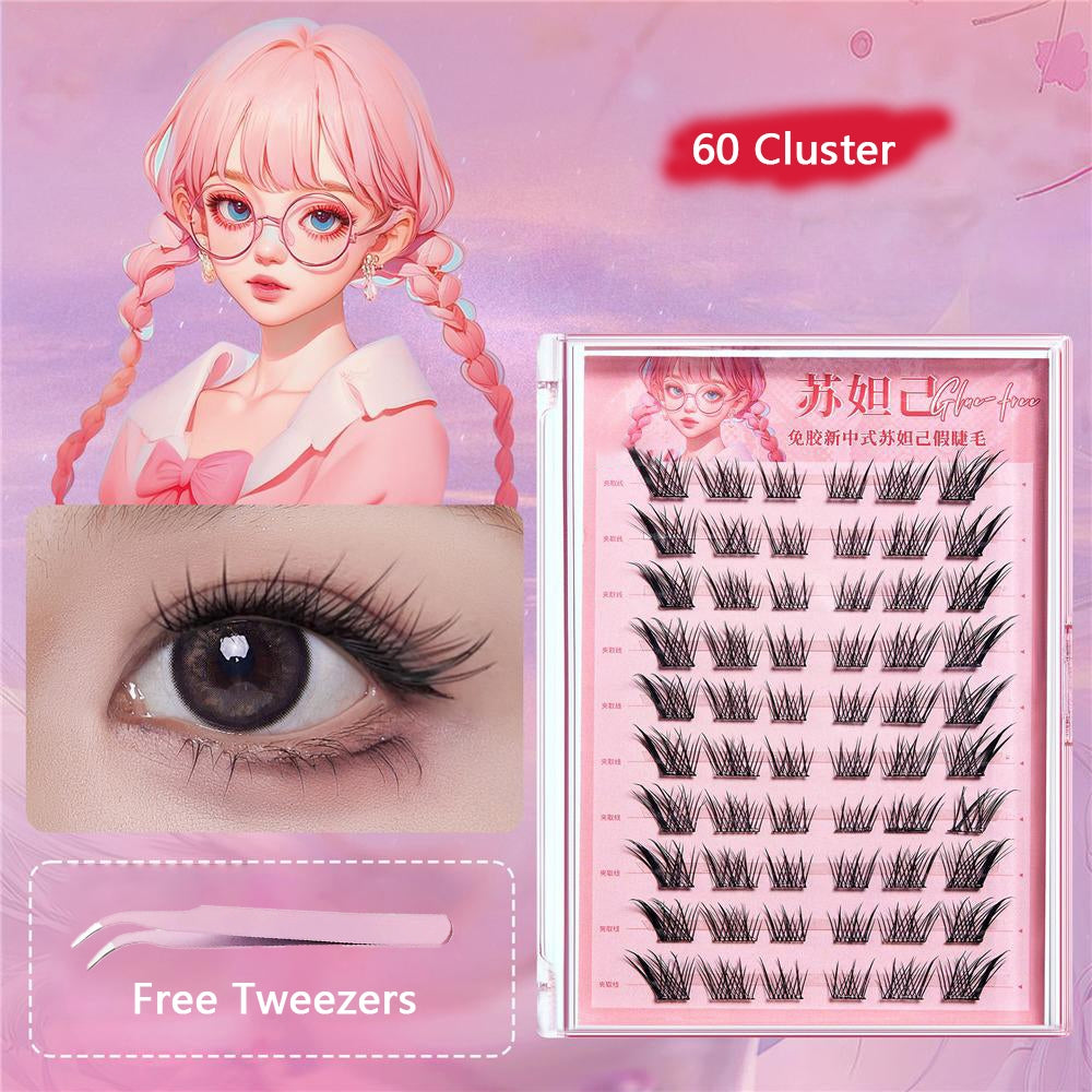 【Free Tweezer】Glue Free 60-120 Cluster False Eyelashes Reusable Self-Adhesive No Need Glue Lashes