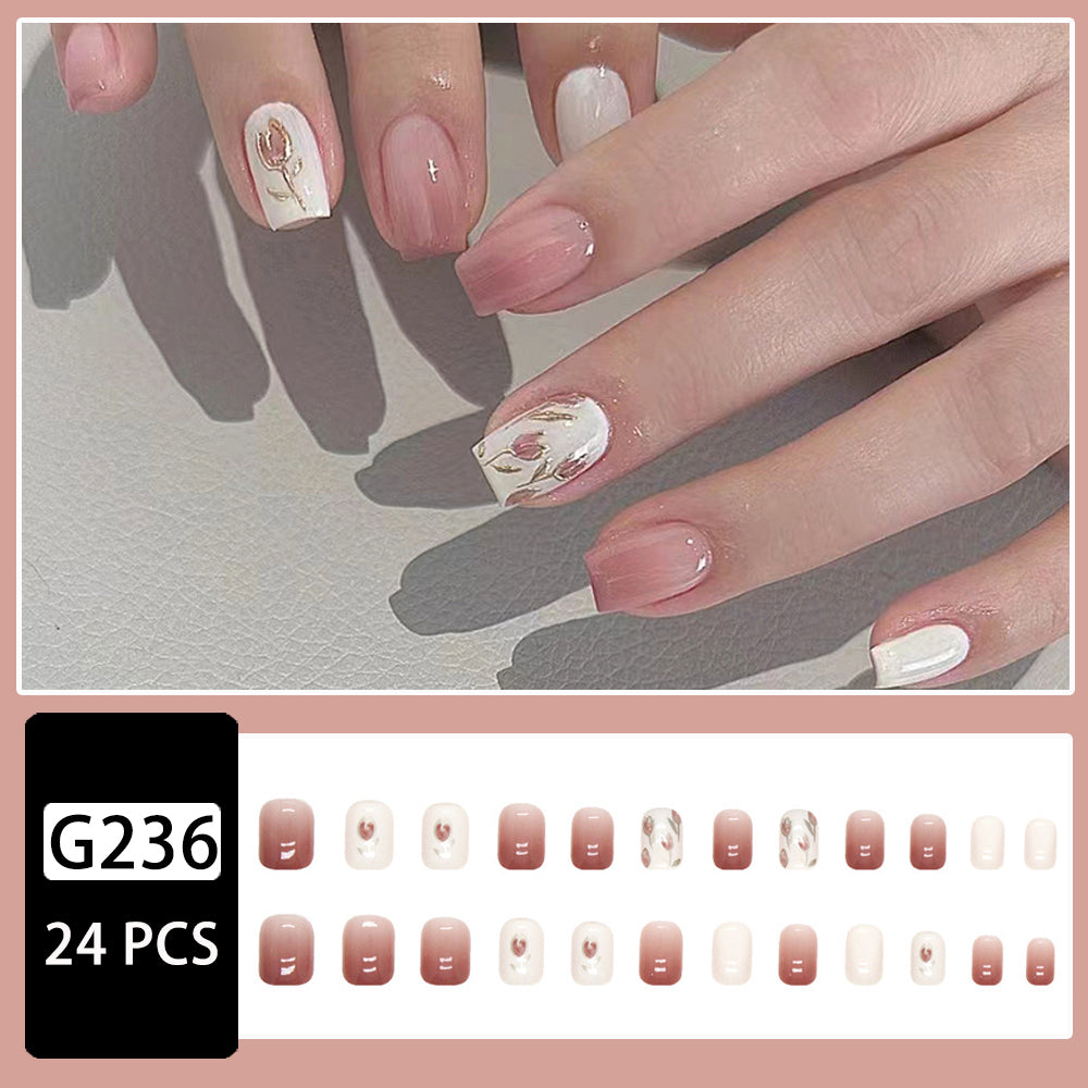 24pcs Removable Fake Nails Wear Paragraph Fashion Manicure Patch False Nail Full Cover Fake Nail