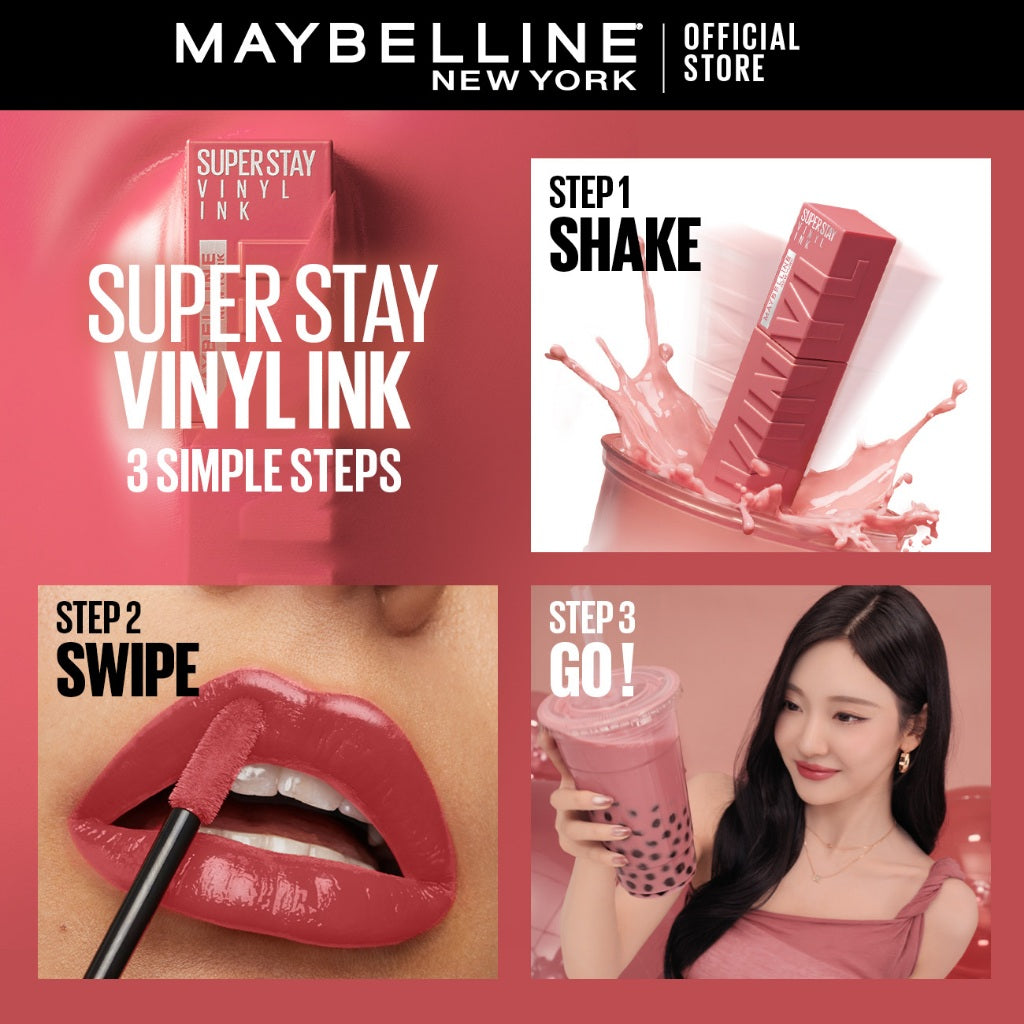 Maybelline Superstay Vinyl Ink Liquid Lipstick - 16HR Long Lasting, Transferproof, Smudgeproof