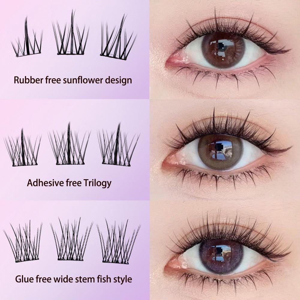 【Free Tweezer】Glue Free 60-120 Cluster False Eyelashes Reusable Self-Adhesive No Need Glue Lashes