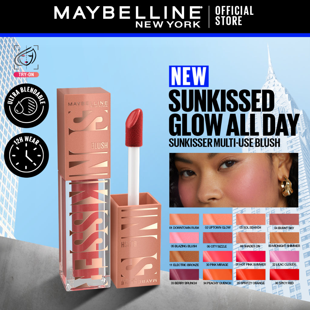 Maybelline Sunkisser Blush 12H Longwear Multi-Use Liquid Blush, Bronzer, Highlighter, with Vitamin E