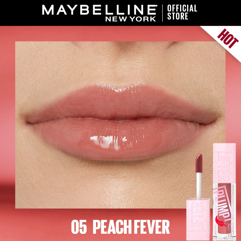 Maybelline Lifter Plump - Lip Plumping Gloss with Chili Pepper, +30% Plumper Lips, Lasting Plump