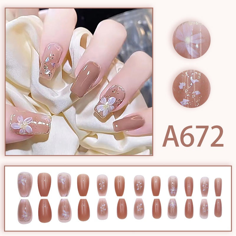 24pcs Removable Fake Nails Wear Paragraph Fashion Manicure Patch False Nail Full Cover Fake Nail