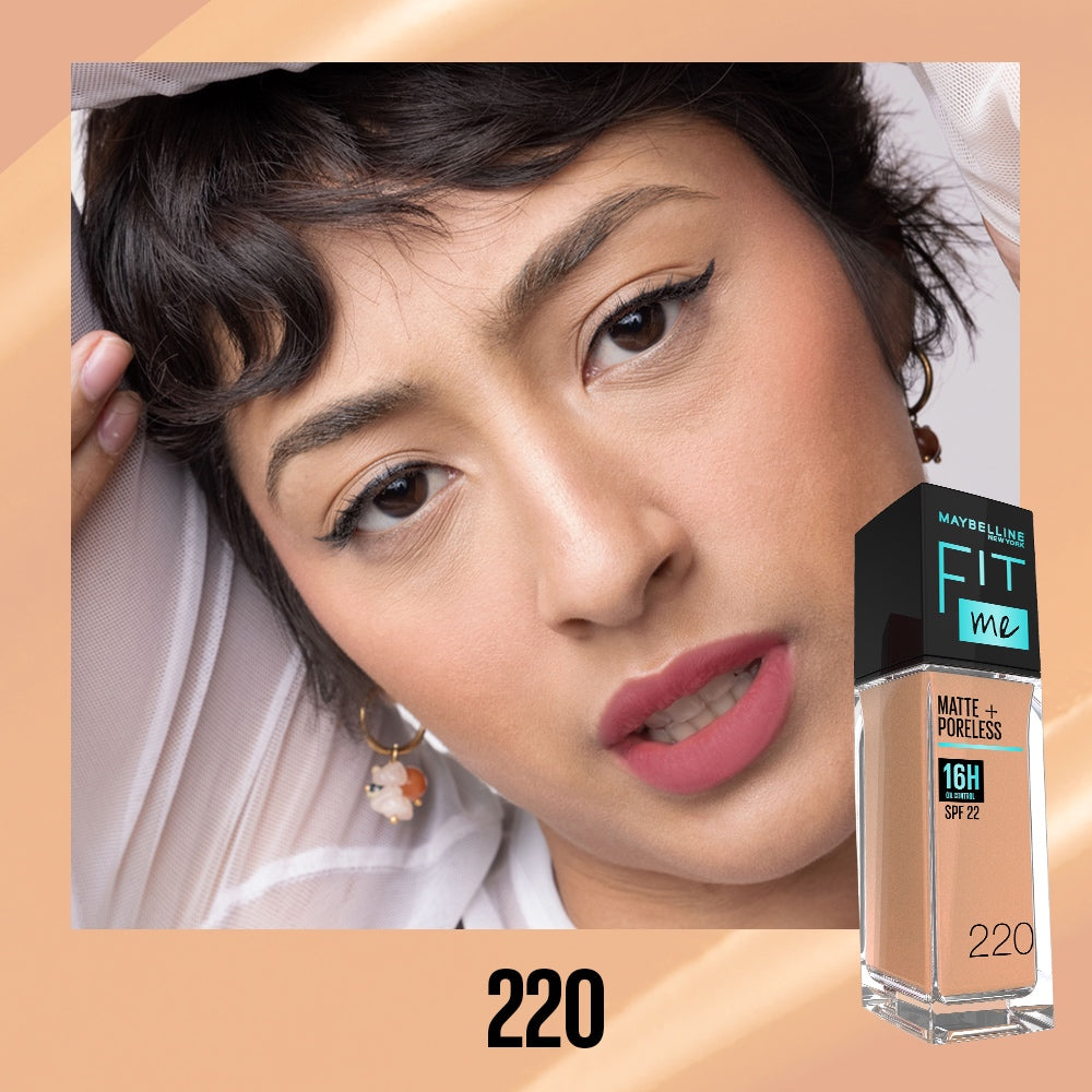 Maybelline Fit Me Foundation 16HR Long-Lasting, Oil Control, Natural Coverage, Matte, SPF22 PA+++