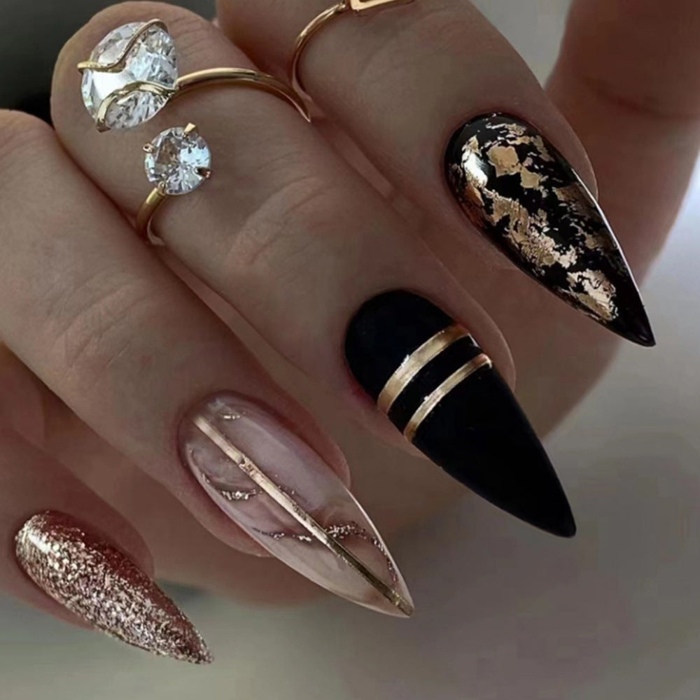 24pcs Removable Fake Nails Wear Paragraph Fashion Manicure Patch False Nail Full Cover Fake Nail