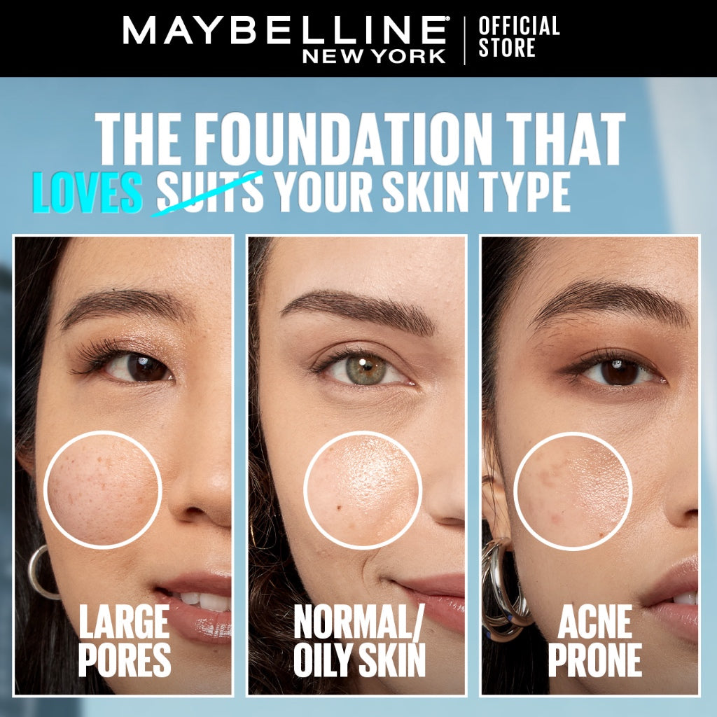 Maybelline Fit Me Foundation 16HR Long-Lasting, Oil Control, Natural Coverage, Matte, SPF22 PA+++