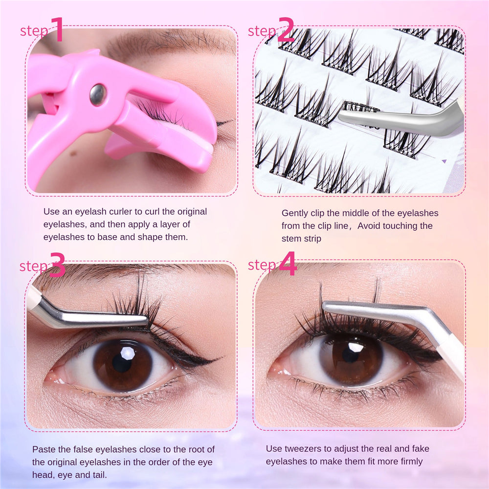 【Free Tweezer】Glue Free 60-120 Cluster False Eyelashes Reusable Self-Adhesive No Need Glue Lashes
