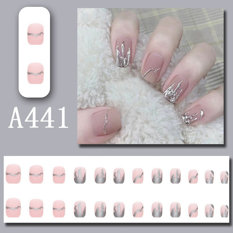 24pcs Removable Fake Nails Wear Paragraph Fashion Manicure Patch False Nail Full Cover Fake Nail