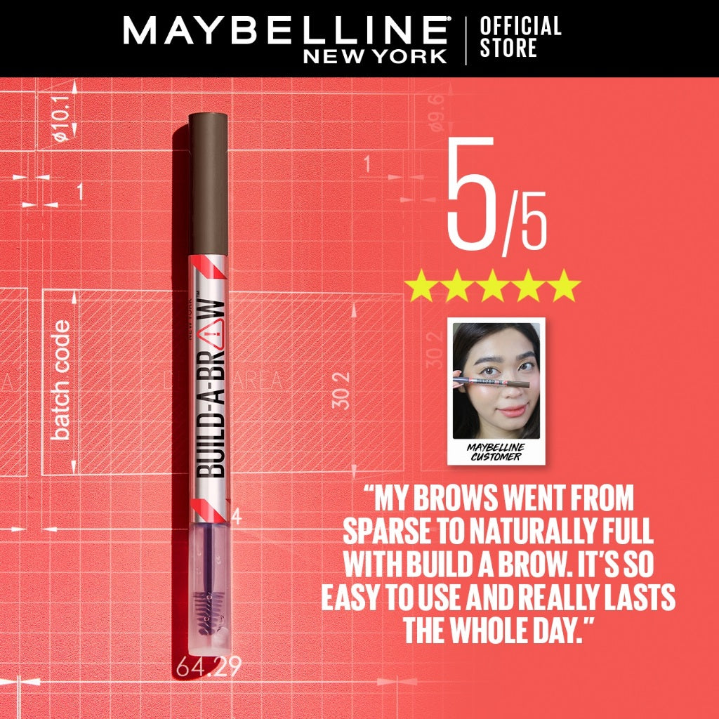 Maybelline Build-A-Brow 2-in-1 Brow Pen + Sealing Gel [Eyebrow, Eyebrow Pencil Brow, Eyebrow Gel]