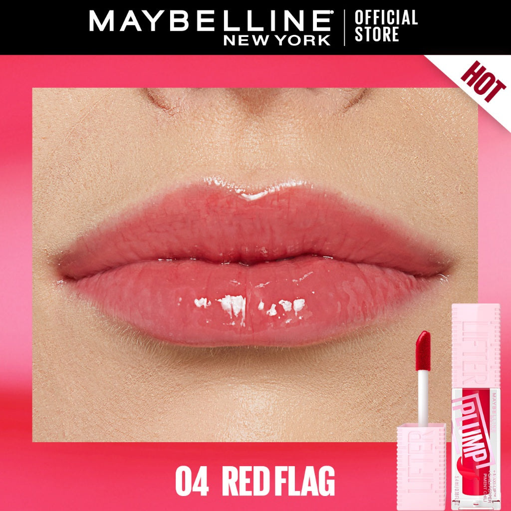 Maybelline Lifter Plump - Lip Plumping Gloss with Chili Pepper, +30% Plumper Lips, Lasting Plump
