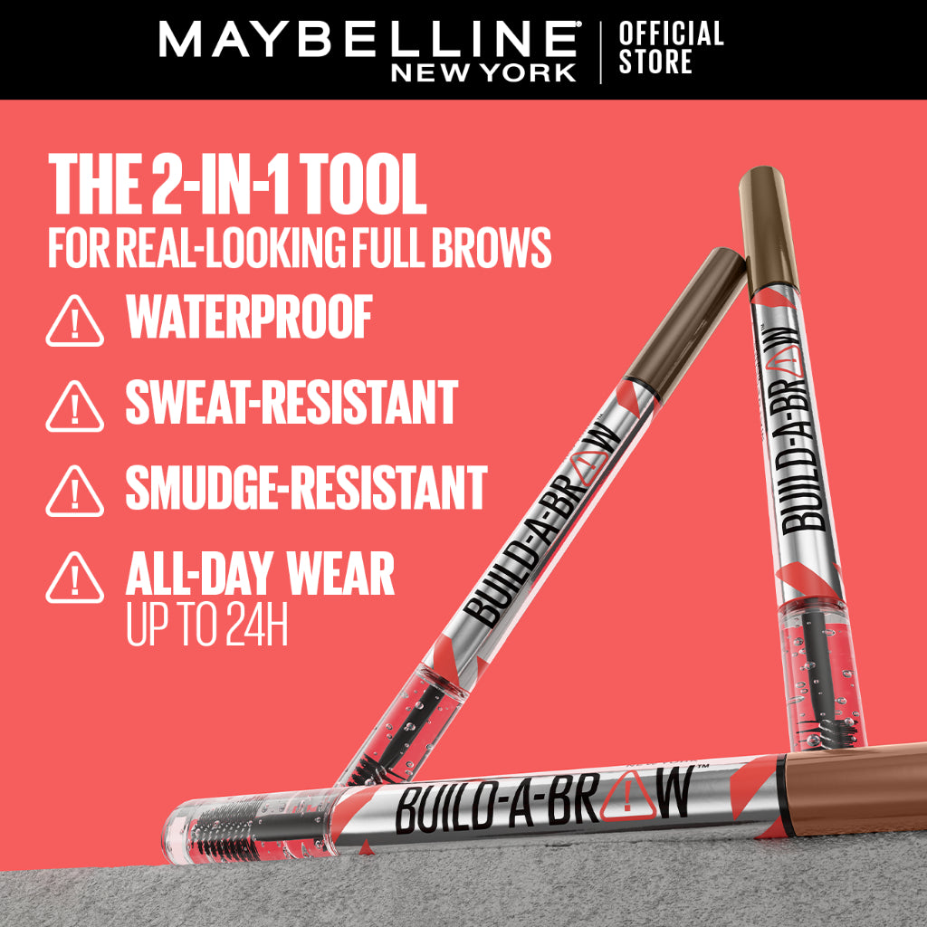 Maybelline Build-A-Brow 2-in-1 Brow Pen + Sealing Gel [Eyebrow, Eyebrow Pencil Brow, Eyebrow Gel]