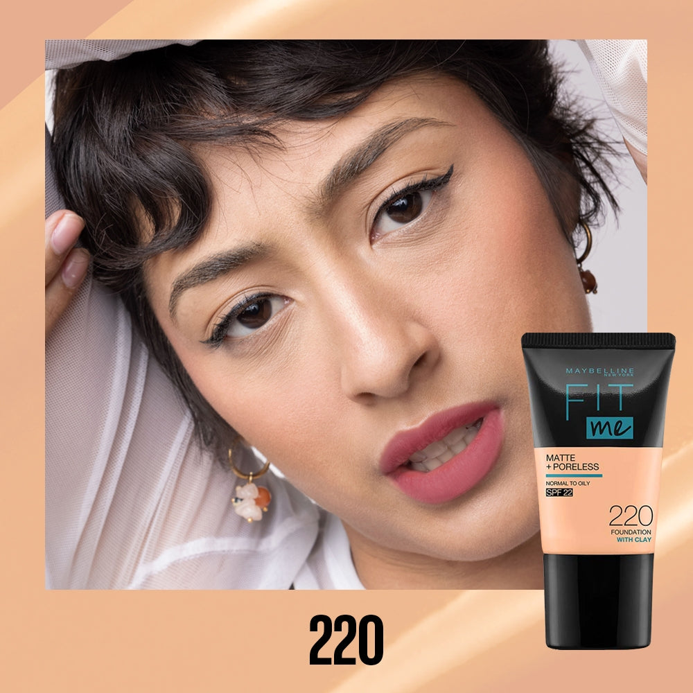 Maybelline Fit Me Foundation 16HR Long-Lasting, Oil Control, Natural Coverage, Matte, SPF22 PA+++