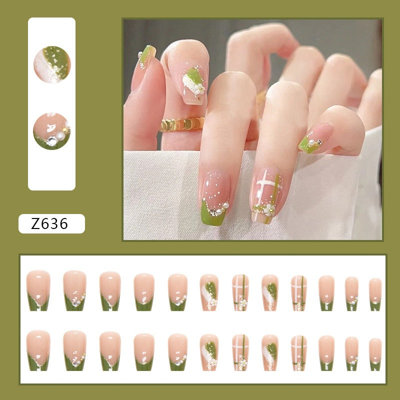 24pcs Removable Fake Nails Wear Paragraph Fashion Manicure Patch False Nail Full Cover Fake Nail