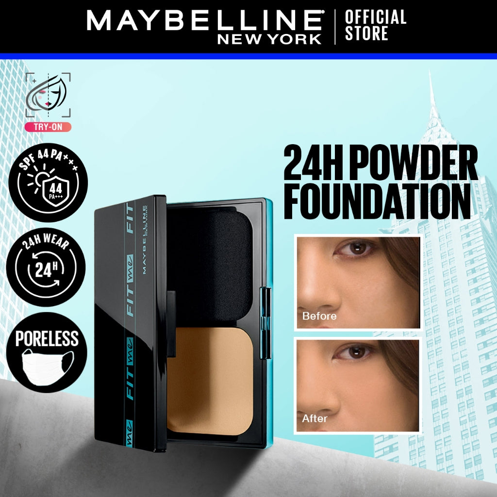 Maybelline Fit Me 24HR Powder Foundation - Long lasting, Waterproof, Poreless, SPF 44 PA+++
