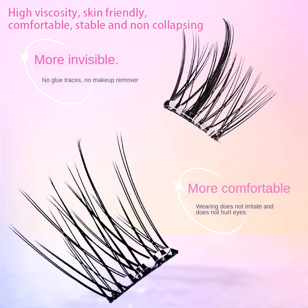 【Free Tweezer】Glue Free 60-120 Cluster False Eyelashes Reusable Self-Adhesive No Need Glue Lashes