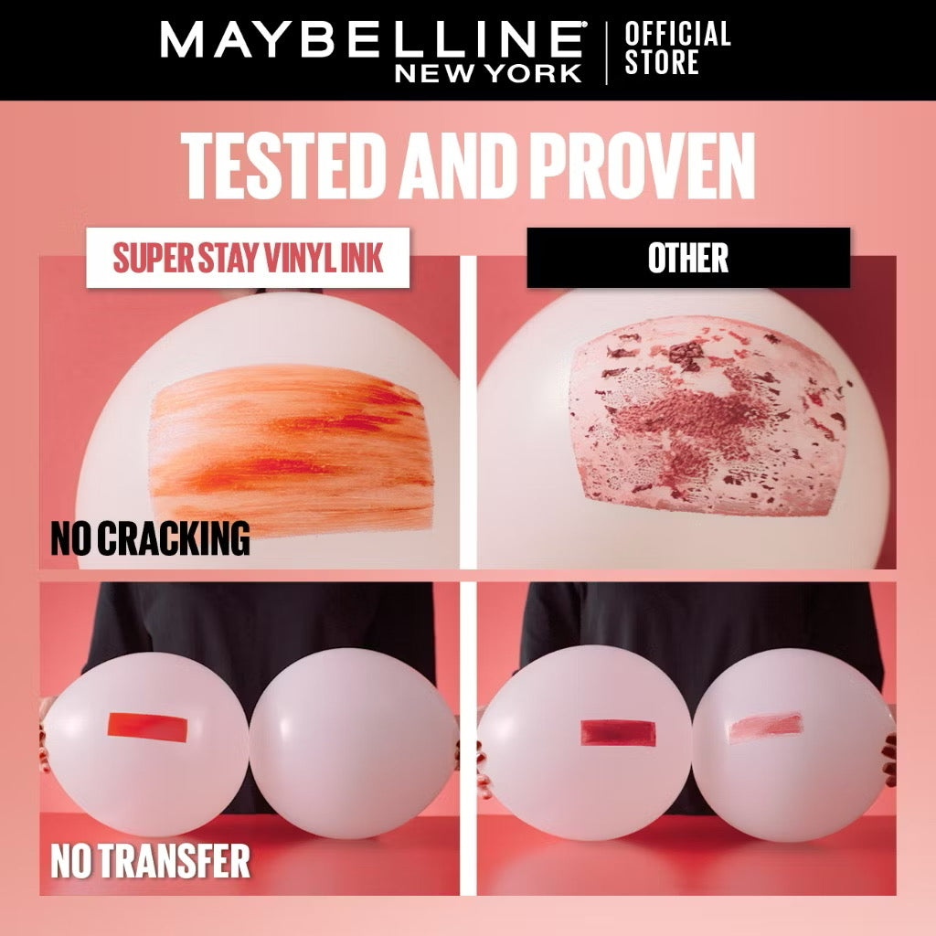 Maybelline Superstay Vinyl Ink Liquid Lipstick - 16HR Long Lasting, Transferproof, Smudgeproof