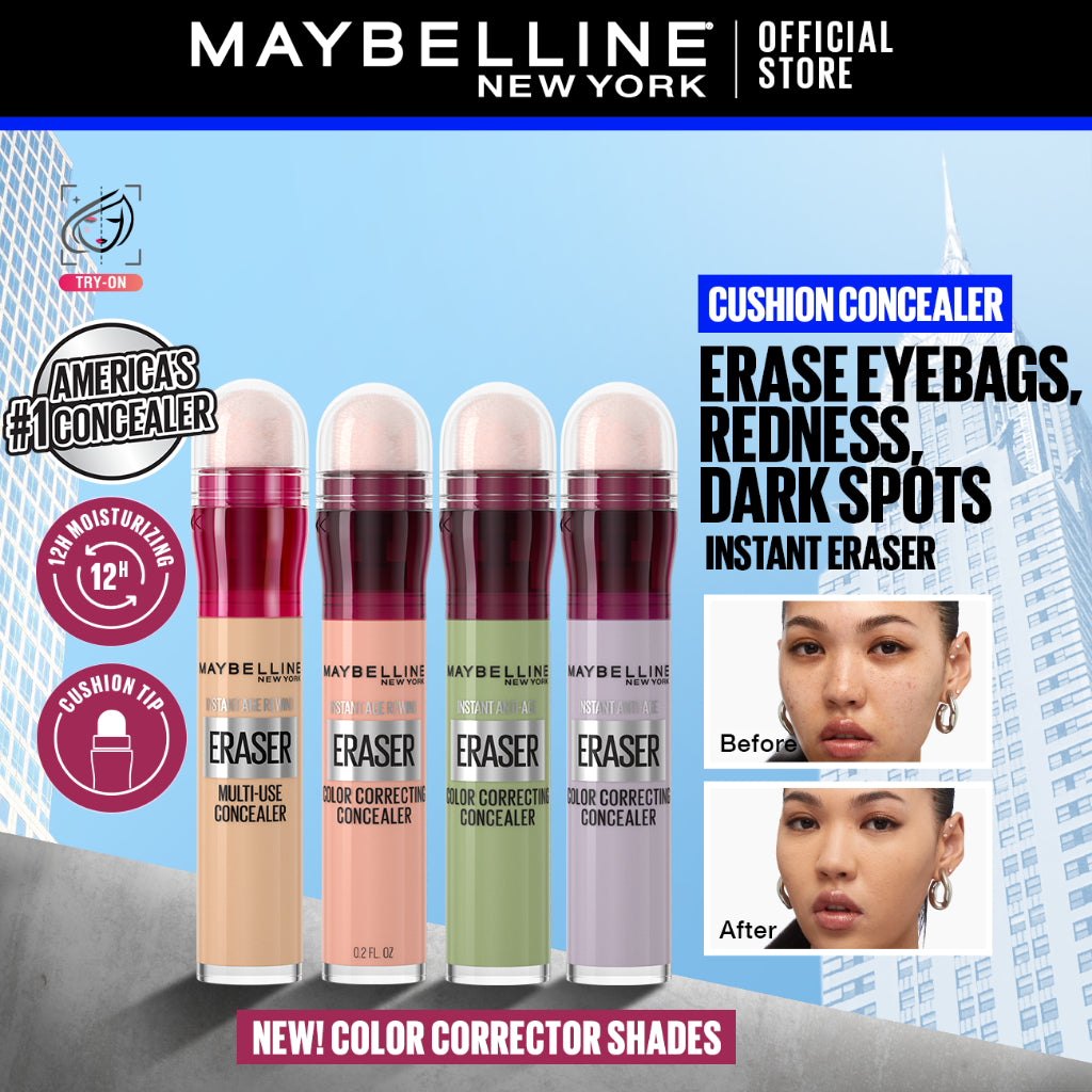 Maybelline Instant Eraser 12HR Multi-use 2-in-1 Cushion Concealer & Treatment, Full Coverage