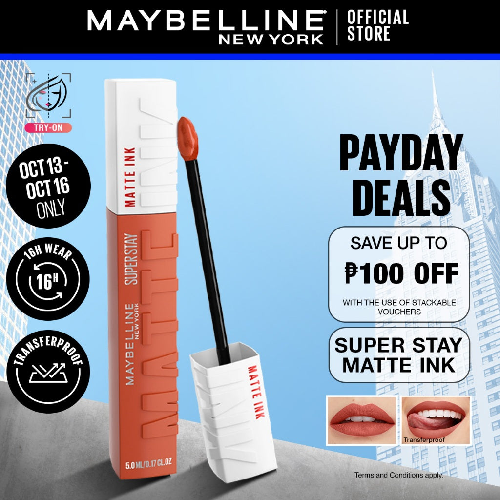 Maybelline SuperStay Matte Ink Liquid Lipstick 16HR Long-Lasting, Transferproof, High Pigment
