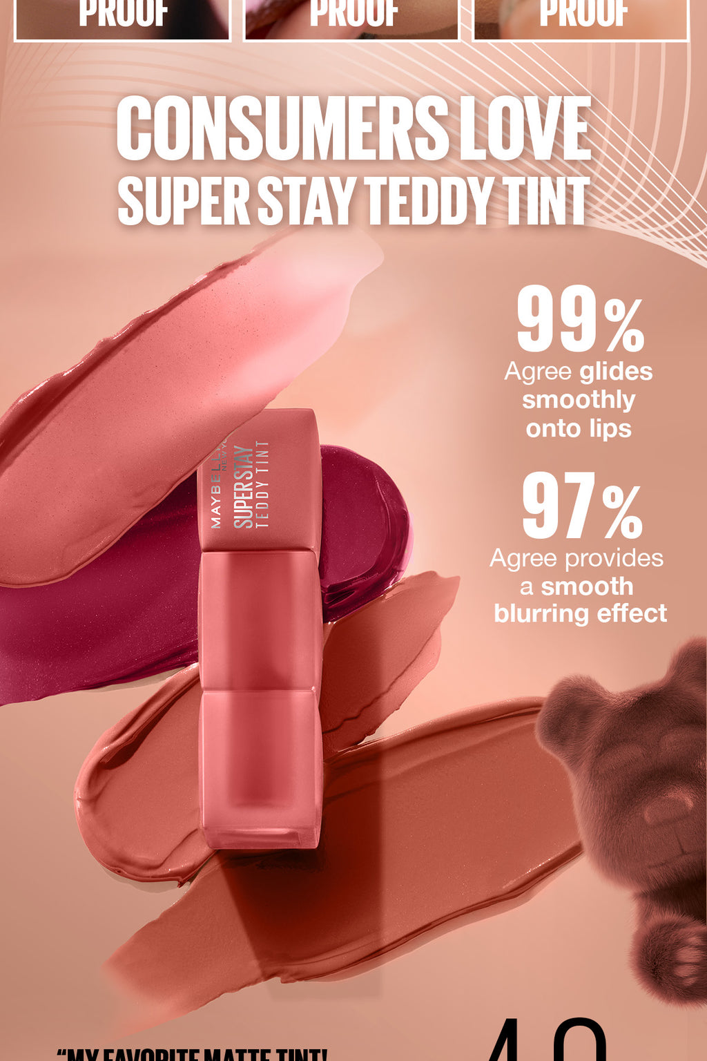 Maybelline Superstay Teddy Tint - 12HR Longwear, Transferproof, Blurred Soft Matte Multi-Use Tint