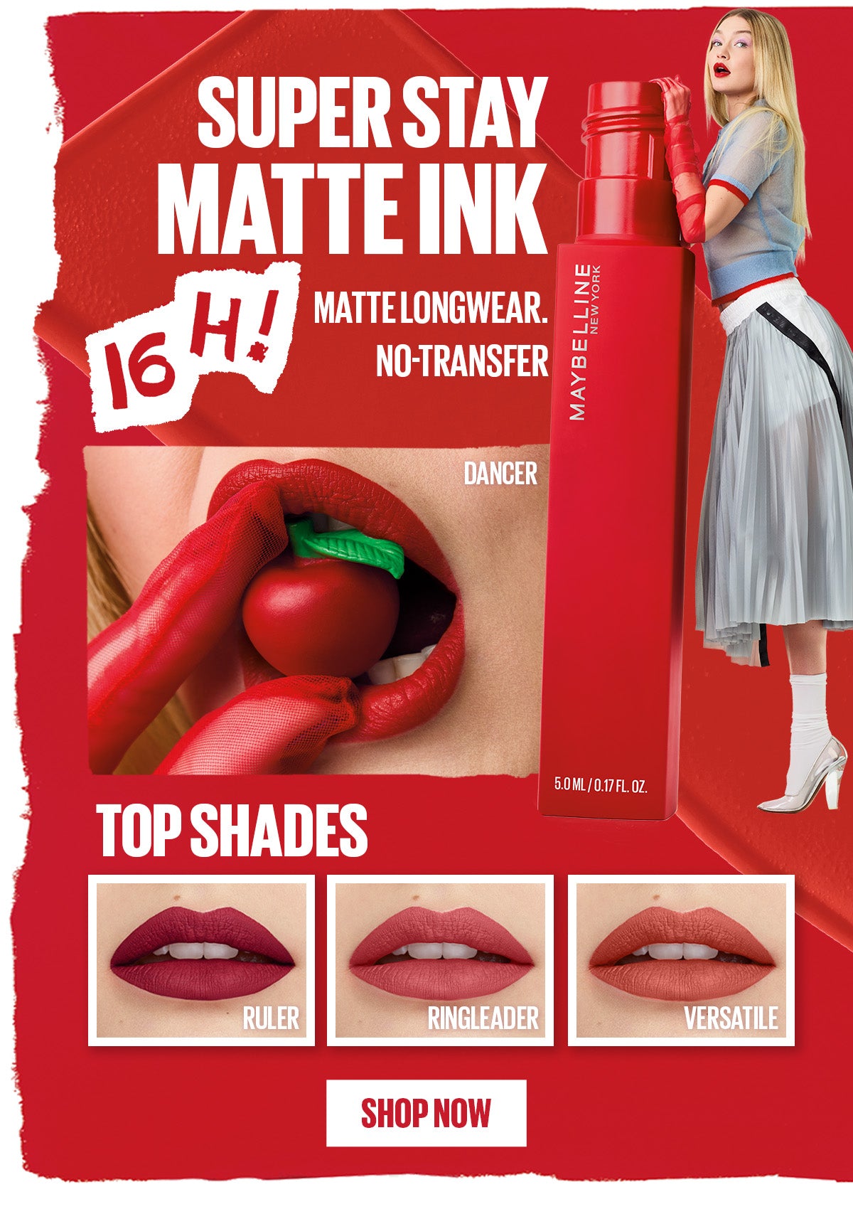 Maybelline SuperStay Matte Ink Liquid Lipstick 16HR Long-Lasting, Transferproof, High Pigment
