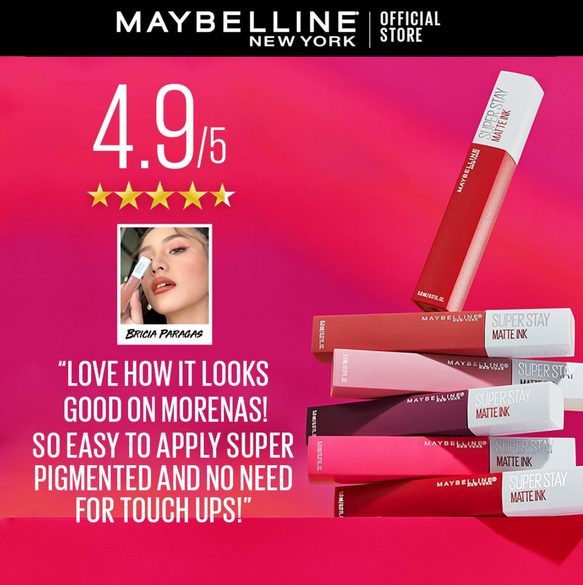 Maybelline SuperStay Matte Ink Liquid Lipstick 16HR Long-Lasting, Transferproof, High Pigment