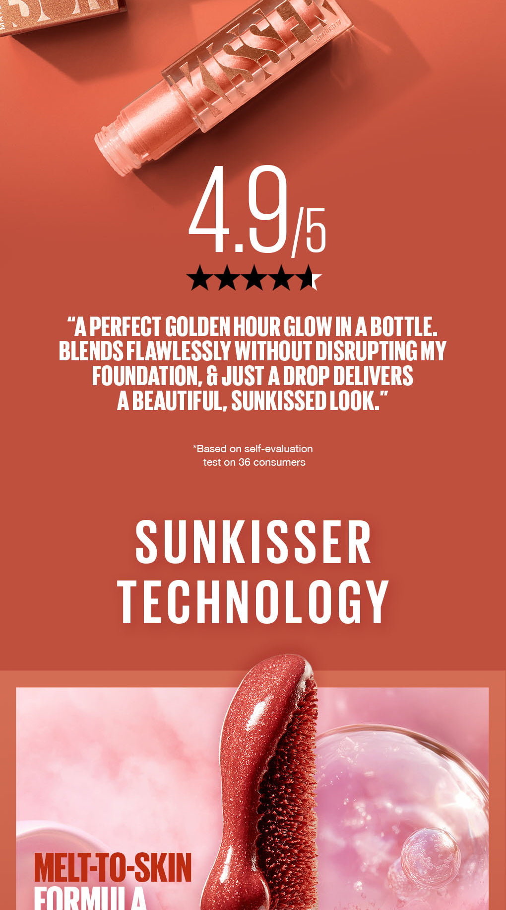 Maybelline Sunkisser Blush 12H Longwear Multi-Use Liquid Blush, Bronzer, Highlighter, with Vitamin E