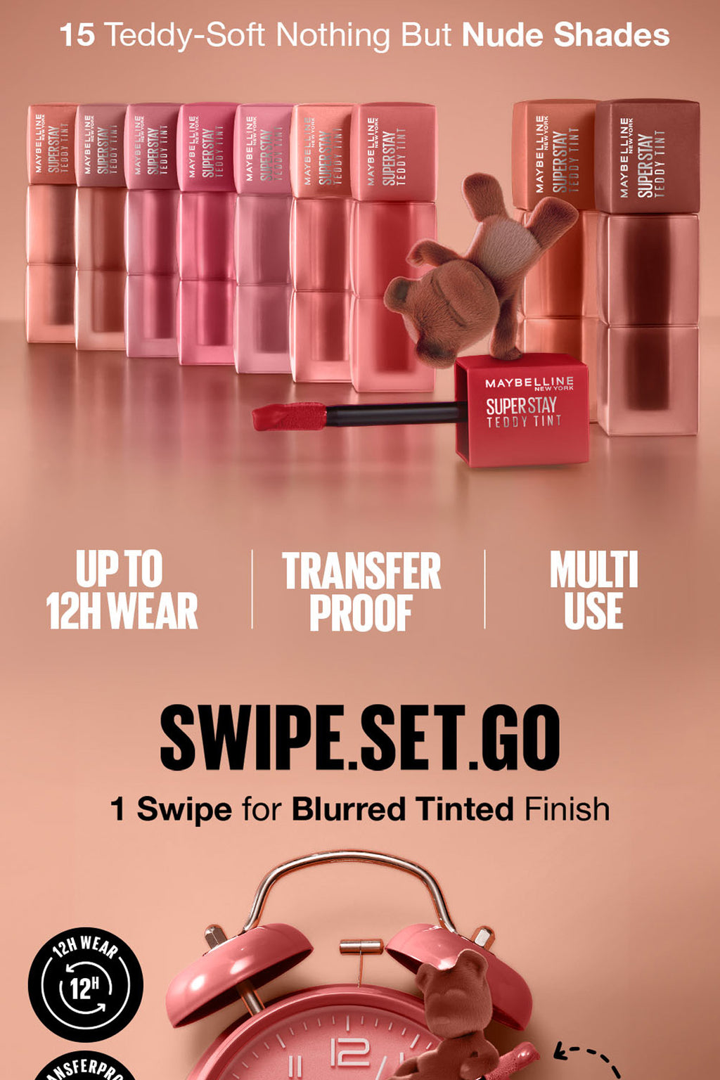 Maybelline Superstay Teddy Tint - 12HR Longwear, Transferproof, Blurred Soft Matte Multi-Use Tint