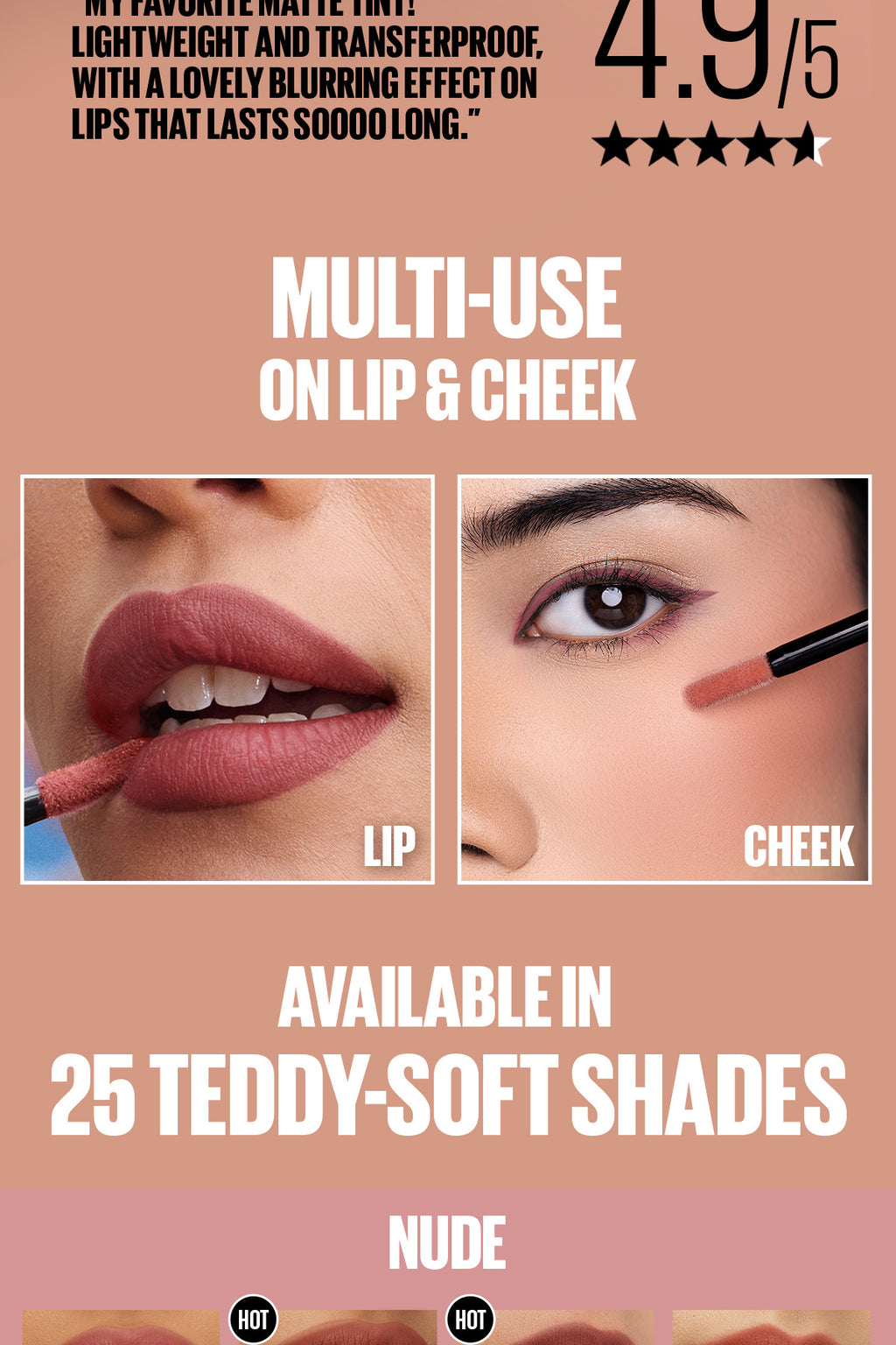 Maybelline Superstay Teddy Tint - 12HR Longwear, Transferproof, Blurred Soft Matte Multi-Use Tint