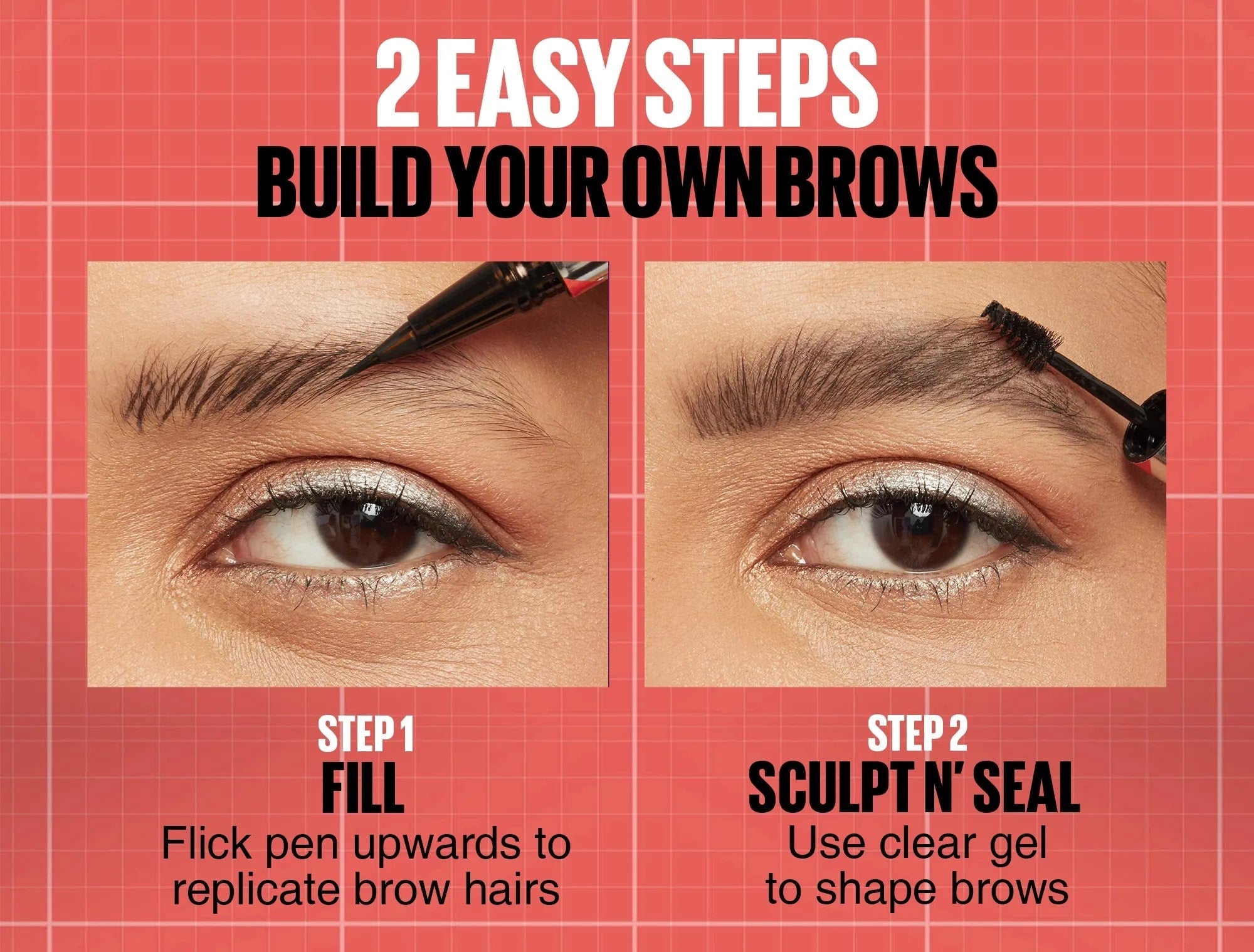Maybelline Build-A-Brow 2-in-1 Brow Pen + Sealing Gel [Eyebrow, Eyebrow Pencil Brow, Eyebrow Gel]