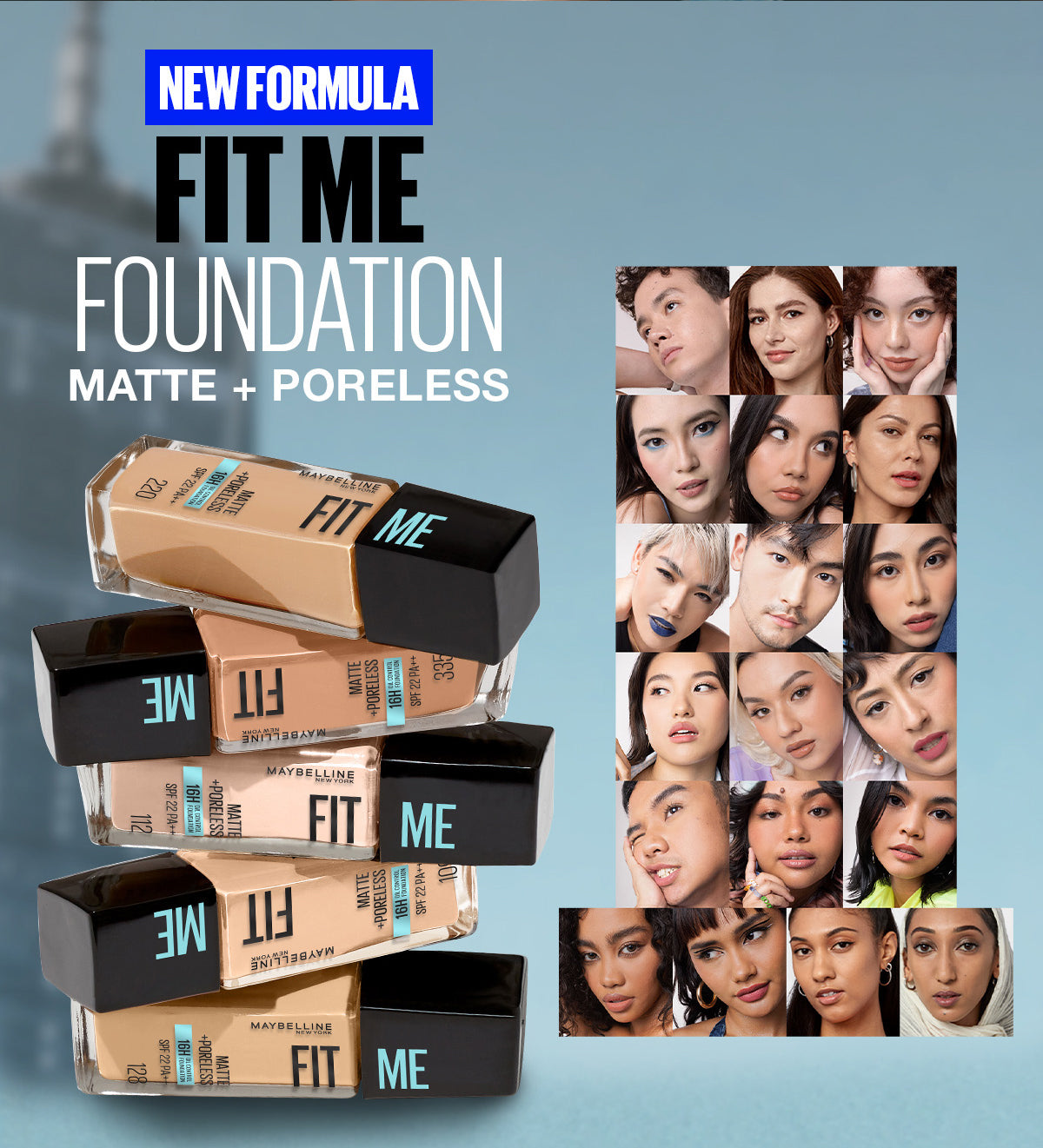 Maybelline Fit Me Foundation 16HR Long-Lasting, Oil Control, Natural Coverage, Matte, SPF22 PA+++