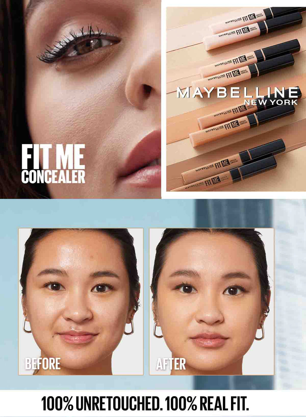 Maybelline Fit Me Retouch Set - Fit Me Compact Powder 120 + Fit Me Concealer 20 - Powder, Concealer