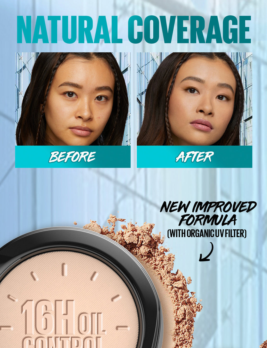 Maybelline Fresh Filter Set Make up- Fit Me Fresh Tint with Vitamin C 06, Fit Me Compact Powder 128