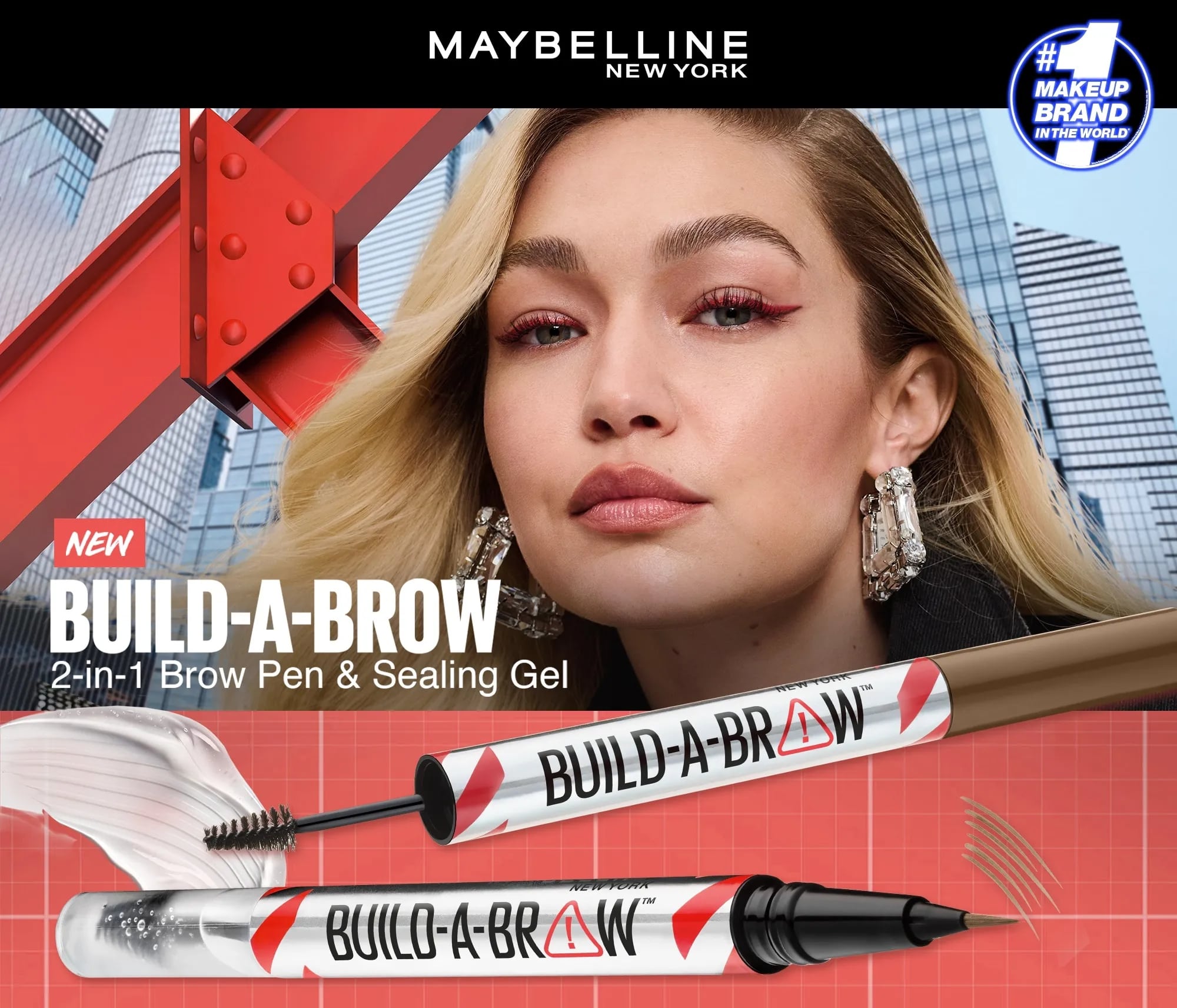 Maybelline Build-A-Brow 2-in-1 Brow Pen + Sealing Gel [Eyebrow, Eyebrow Pencil Brow, Eyebrow Gel]