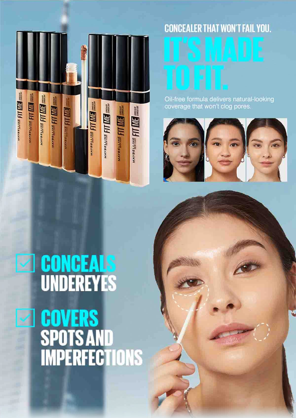 Maybelline Fit Me Retouch Set - Fit Me Compact Powder 120 + Fit Me Concealer 20 - Powder, Concealer