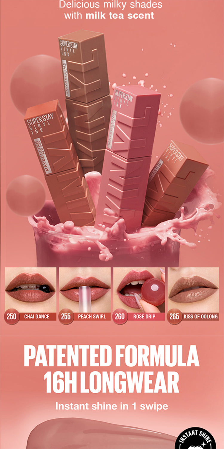 Maybelline Superstay Vinyl Ink Liquid Lipstick - 16HR Long Lasting, Transferproof, Smudgeproof