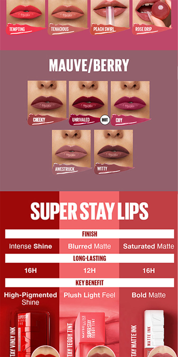 Maybelline Superstay Vinyl Ink Liquid Lipstick - 16HR Long Lasting, Transferproof, Smudgeproof