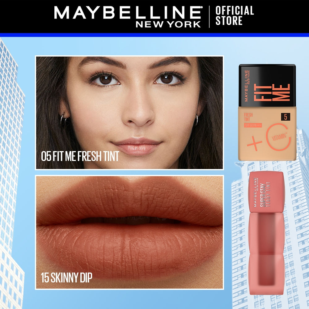 Maybelline Fit Me Fresh 3-in-1 Tint 05 + Superstay Teddy Tint Skin Tint Skinny Dip
