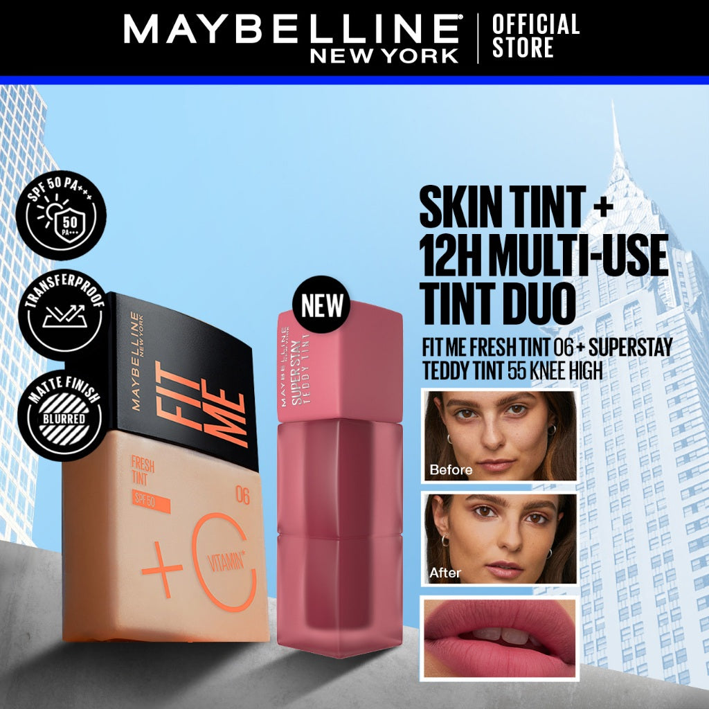Maybelline Fit Me Fresh 3-in-1 Tint 06 + Superstay Teddy Tint Skin Tint Knee High