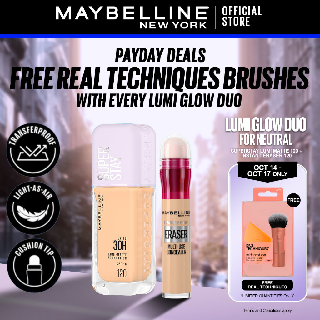 Maybelline Glow Erase Duo Instant Eraser Erases All Eyebags 120 + Lumi Matte 30H Longwear 120