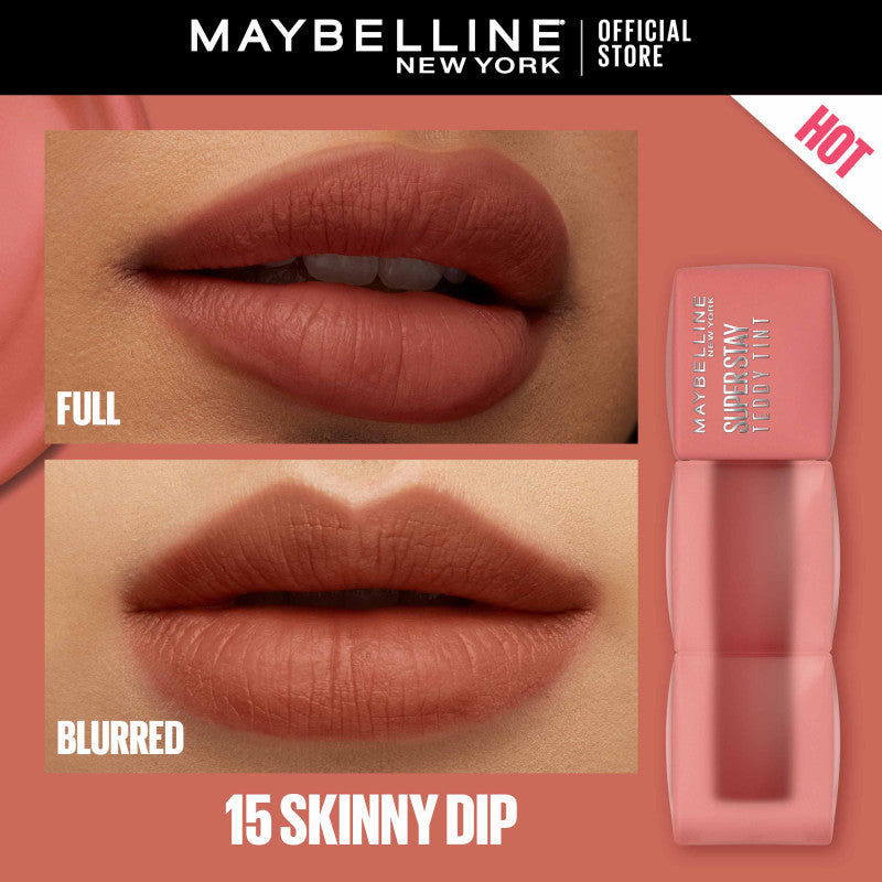 Maybelline Superstay Teddy Tint - 12HR Longwear, Transferproof, Blurred Soft Matte Multi-Use Tint